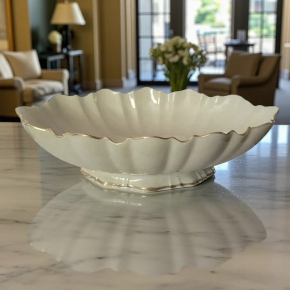 EUC Vintage Lennox Symphony Centerpiece Oval Serving Dish 24kt Trim